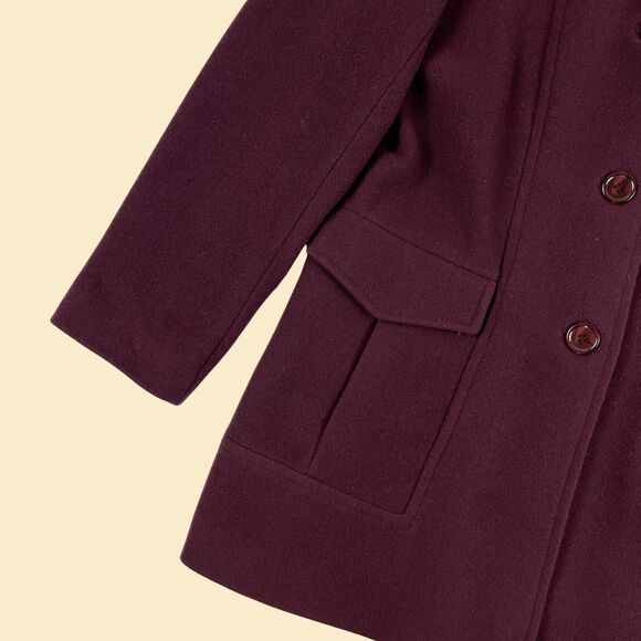 90s/Y2K wool purple trench coat, size M vintage womens jacket by Preston & Yorke - Picture 6 of 9